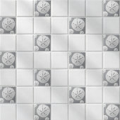 Light Gray & White Tropical Beach Sand Dollar Tegeltje