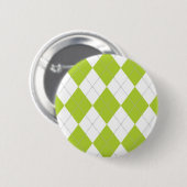 Light Green and White Argyle Pattern Ronde Button 5,7 Cm (Voorkant /achterkant)