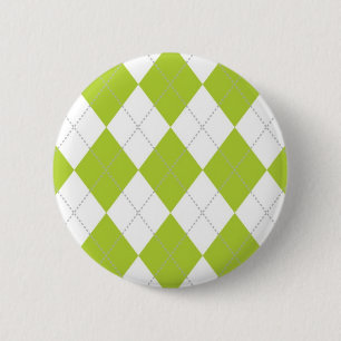 Light Green and White Argyle Pattern Ronde Button 5,7 Cm
