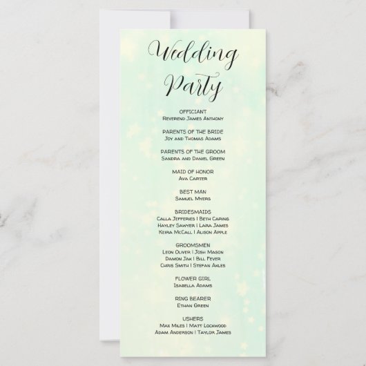 Light Green and White Modern Wedding Programme (Achterkant)