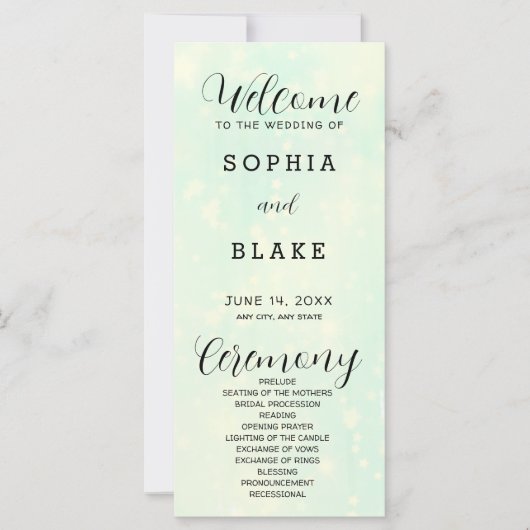 Light Green and White Modern Wedding Programme (Voorkant)