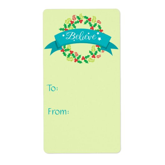 Light Green Believe Kerstmis Etiket (Voorkant)