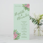 Light Green & Bleek Pink Peony Roos Floral Program Menu (Staand voorkant)