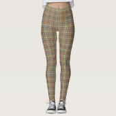 Light Green Blue Brown Plaid Tartan Leggings (Voorkant)