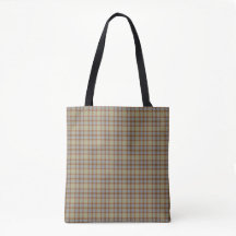 Light Green Blue Brown Plaid Tartan Tote Bag