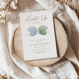 Light Green Blue Huddle Up Twin Boys Baby Shower Kaart