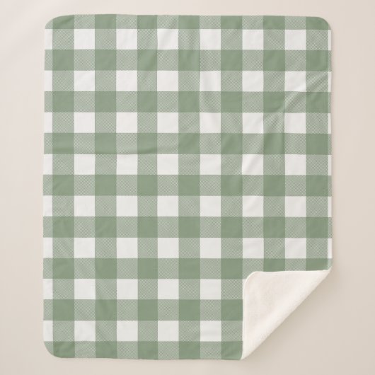 Light Green Buffalo Check Pset Farmhouse Sherpa Deken (Voorkant)