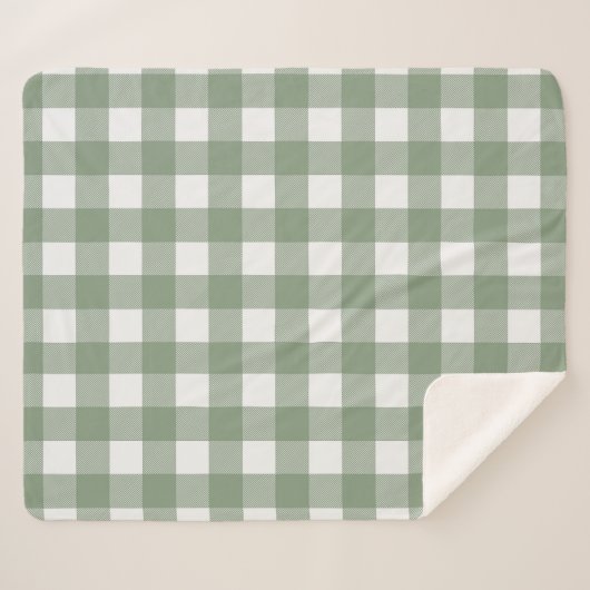 Light Green Buffalo Check Pset Farmhouse Sherpa Deken (Voorkant (horizontaal))