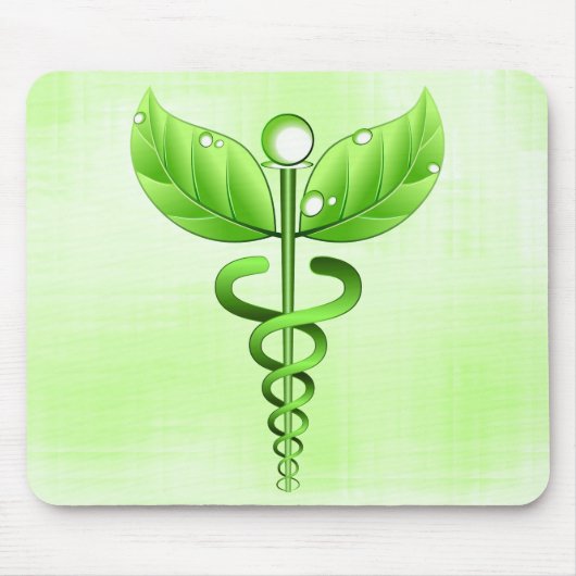 Light Green Caduceus Alternative Medicine Muismat (Voorkant)