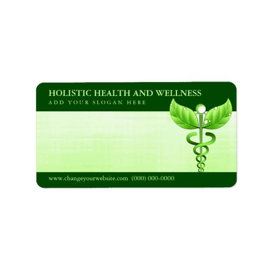 Light Green Caduceus Alternative Medicine Symbool Etiket (Voorkant)
