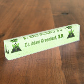 Light Green Caduceus Alternative Medicine Symbool Naambordje (Zijkant)