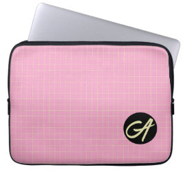 Light Green Cell Pattern Pink background. Laptop Sleeve