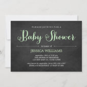 Light Green Chalkboard-Baby shower Kaart (Voorkant)