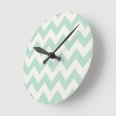 Light Green Chevron Clock Ronde Klok (Hoek)