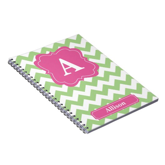 Light Green Chevron Monogram Notitieboek (Rechterzijde)