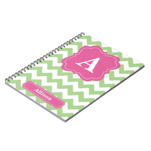 Light Green Chevron Monogram Notitieboek (Linkerzijde)