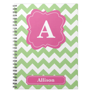 Light Green Chevron Monogram Notitieboek