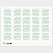 Light Green Chevron Vierkante Sticker (Vel)