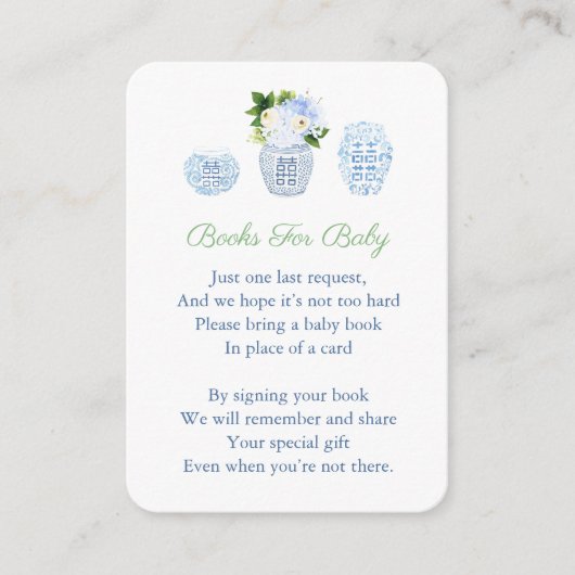 Light Green Chinoiserie brengt een Baby shower uit Informatiekaartje (Voorkant)