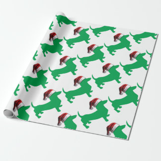 Light Green Dachshund met een Pet voor de kerstman Cadeaupapier