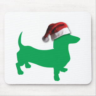 Light Green Dachshund met een Pet voor de kerstman Muismat