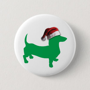 Light Green Dachshund met een Pet voor de kerstman Ronde Button 5,7 Cm