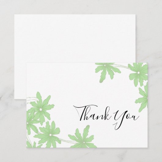 Light Green Daisies on White Wedding Bedankt (Voorkant / Achterkant)
