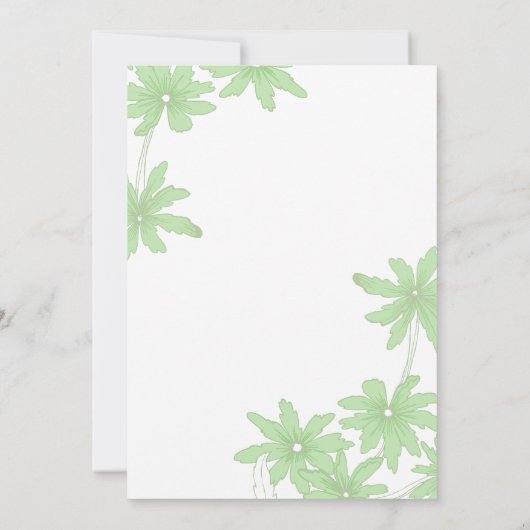 Light Green Daisies Wedding Kaart (Achterkant)