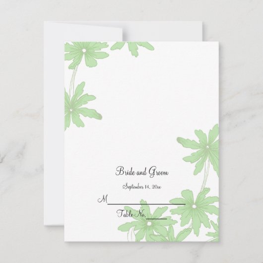 Light Green Daisies Wedding Reception Place Card Kaart (Voorkant)