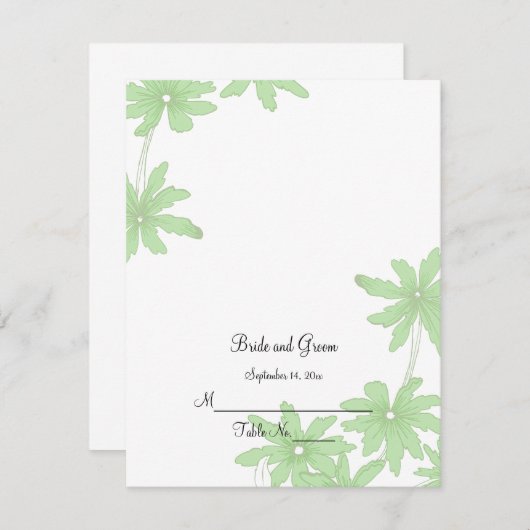 Light Green Daisies Wedding Reception Place Card Kaart (Voorkant / Achterkant)