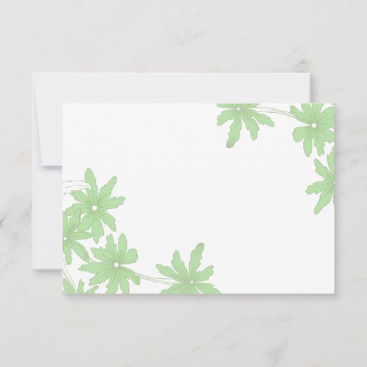 Light Green Daisies Wedding RSVP Response Kaart (Achterkant)