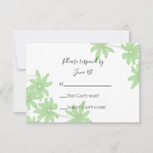 Light Green Daisies Wedding RSVP Response Kaart