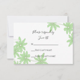Light Green Daisies Wedding RSVP Response Kaart