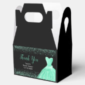 Light Green Dress Faux Glitter Sweet 16 Birthday Bedankdoosjes (Geopend)