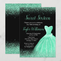 Light Green Dress Faux Glitter Sweet 16 Birthday