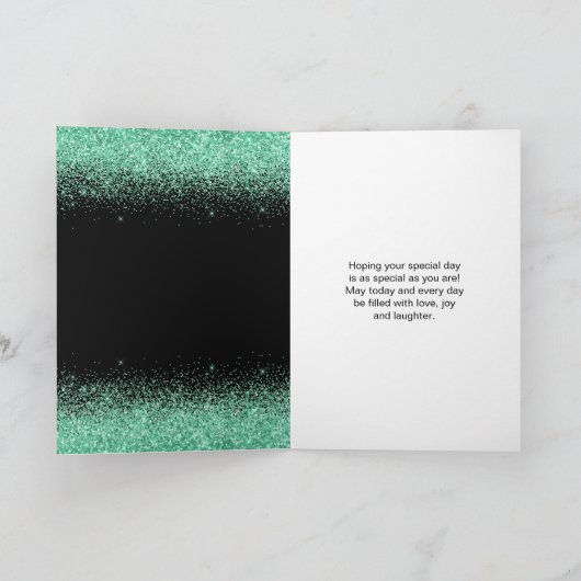 Light Green Dress Faux Glitter Sweet 16 Birthday Kaart (Binnen)