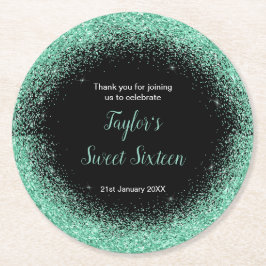 Light Green Dress Faux Glitter Sweet 16 Birthday Ronde Kartonnen Onderzetter