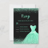 Light Green Dress Faux Glitter Sweet 16 Birthday RSVP Kaartje (Voorkant)