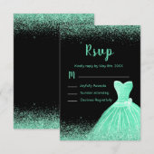 Light Green Dress Faux Glitter Sweet 16 Birthday RSVP Kaartje (Voorkant / Achterkant)