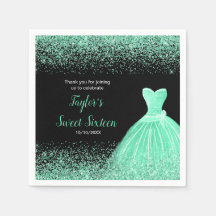 Light Green Dress Faux Glitter Sweet 16 Birthday