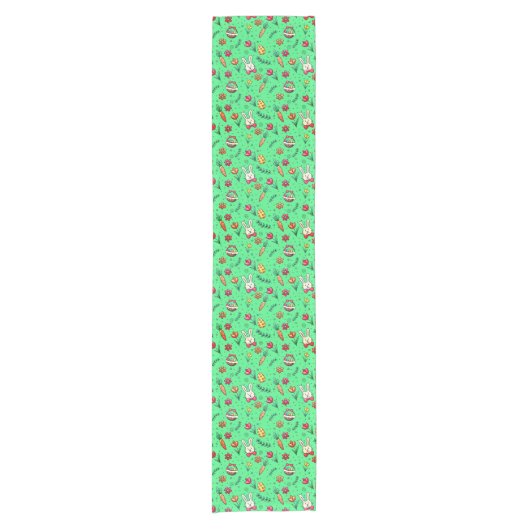 Light Green Easter Pattern Table Runner Korte Tafelloper (Voorkant)