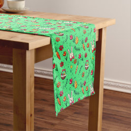Light Green Easter Pattern Table Runner Korte Tafelloper