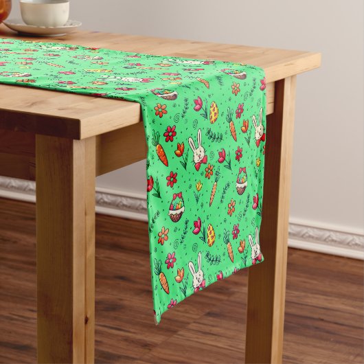 Light Green Easter Pattern Table Runner Korte Tafelloper (Voorbeeld)