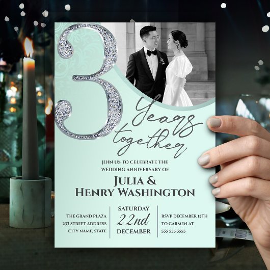 Light Green Elegant Wedding Anniversary Kaart