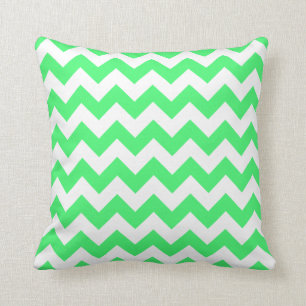 Light Green en White Chevron Kussen