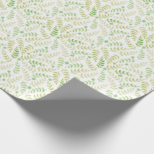 Light Green Fern Leaf Natural Pattern Cadeaupapier (Hoek)
