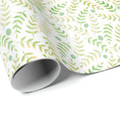 Light Green Fern Leaf Natural Pattern Cadeaupapier (Rol Hoek)