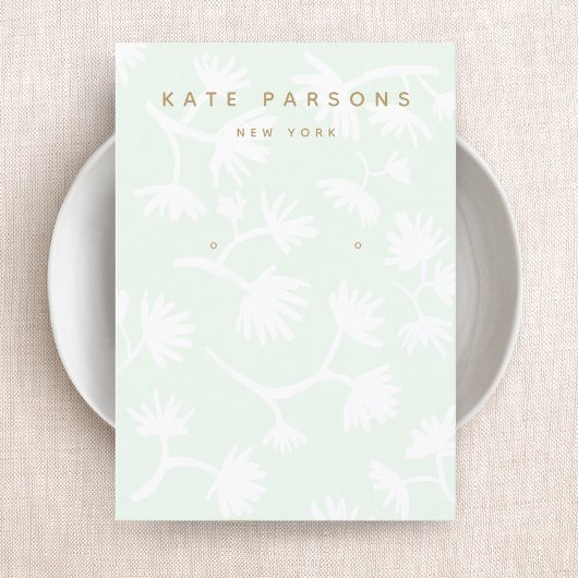 Light Green Floral Earring Jewelry Display Visitekaartje