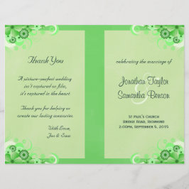 Light Green Floral Folded Wedding Programme