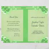 Light Green Floral Folded Wedding Programme (Voorkant / Achterkant)